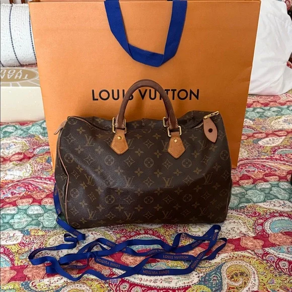 Louis Vuitton Monogram Speedy 35 Satchel - Brown & Tan - Picture 1 of 17